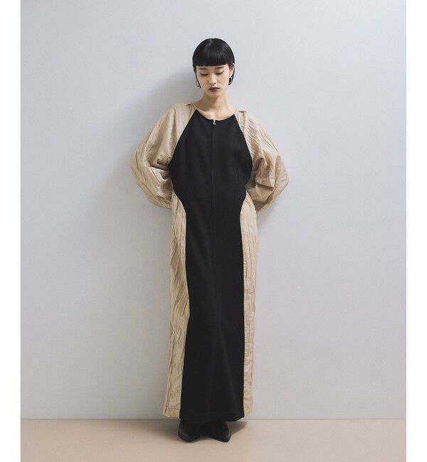 ADAM ET ROPE'「【WEB限定】フロントZIPコンビギャザーワンピース」|ワンピース|