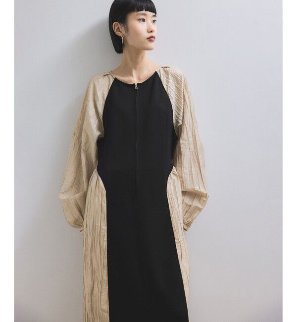 ADAM ET ROPE'「【WEB限定】フロントZIPコンビギャザーワンピース」|ワンピース|