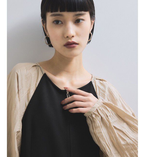 ADAM ET ROPE'「【WEB限定】フロントZIPコンビギャザーワンピース」|ワンピース|