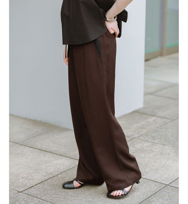 ADAM ET ROPE'「レイヤードリラックスパンツ/接触冷感」|チノ|