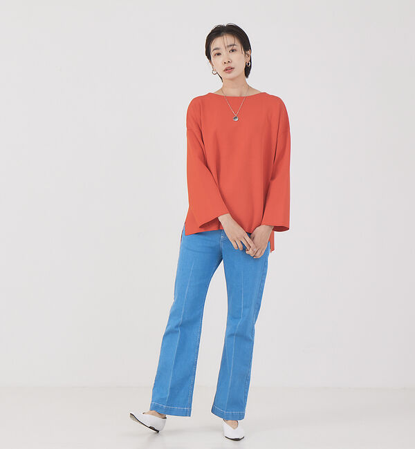 qualite「【e&times;qualite】 センタープレスフレアーデニム」|デニム|