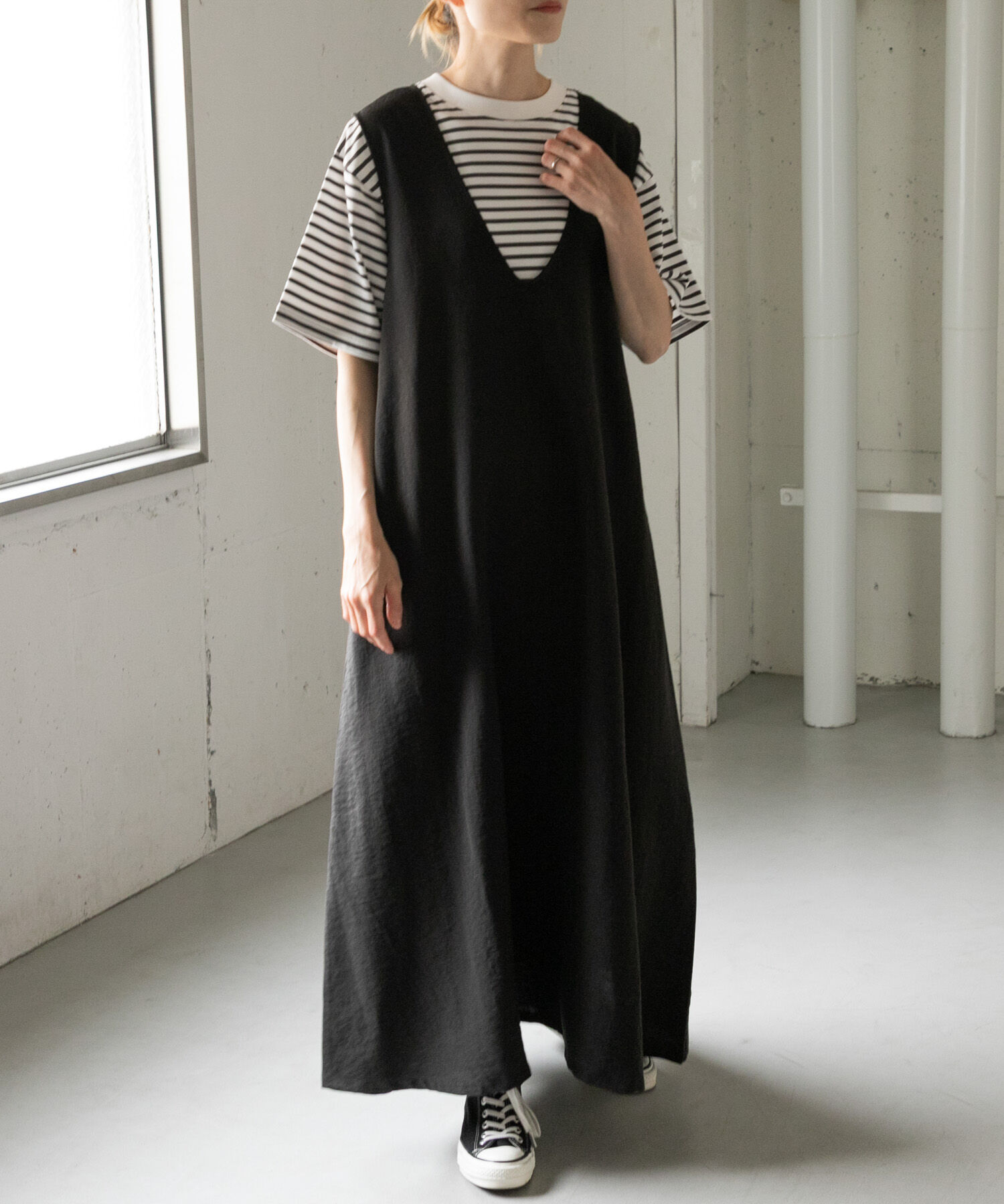 URBAN RESEARCH DOORS「FORK&SPOON　テントラインワンピース」|ワンピース|ブラック