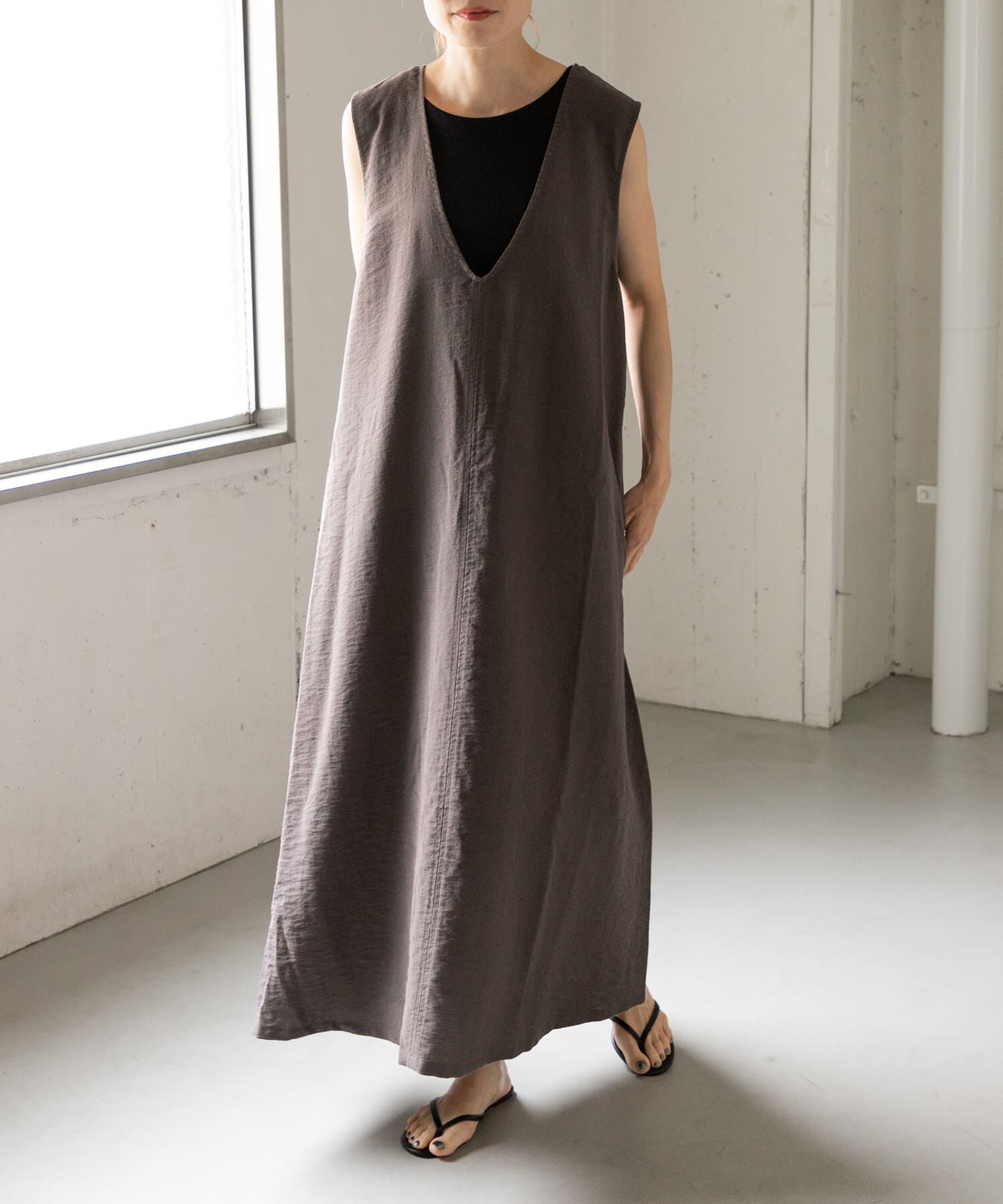 URBAN RESEARCH DOORS「FORK&SPOON　テントラインワンピース」|ワンピース|チャコールグレー