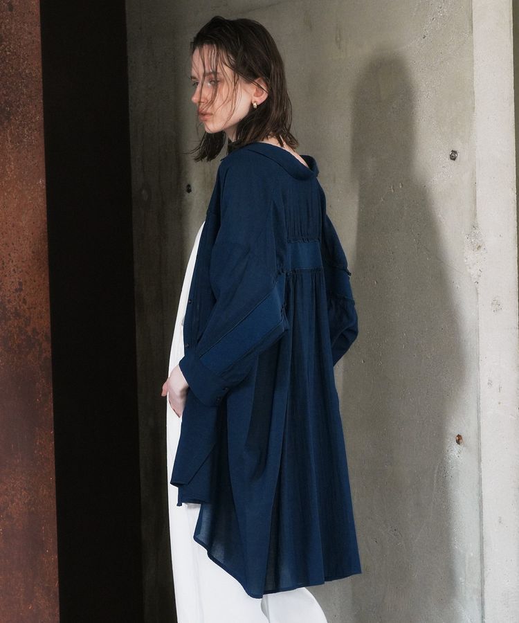 Editt by YECCA VECCA「リブMIXシアーオーバーシャツ」|シャツ・ブラウス|Dark Green