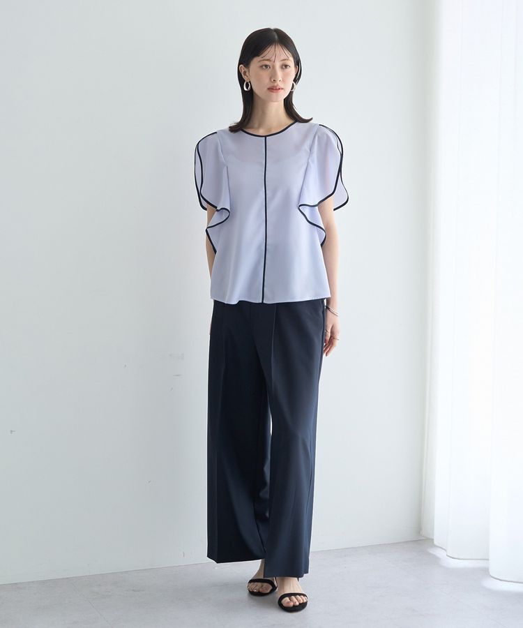 YECCA VECCA「配色ラッフルスリーブブラウス」|シャツ・ブラウス|
