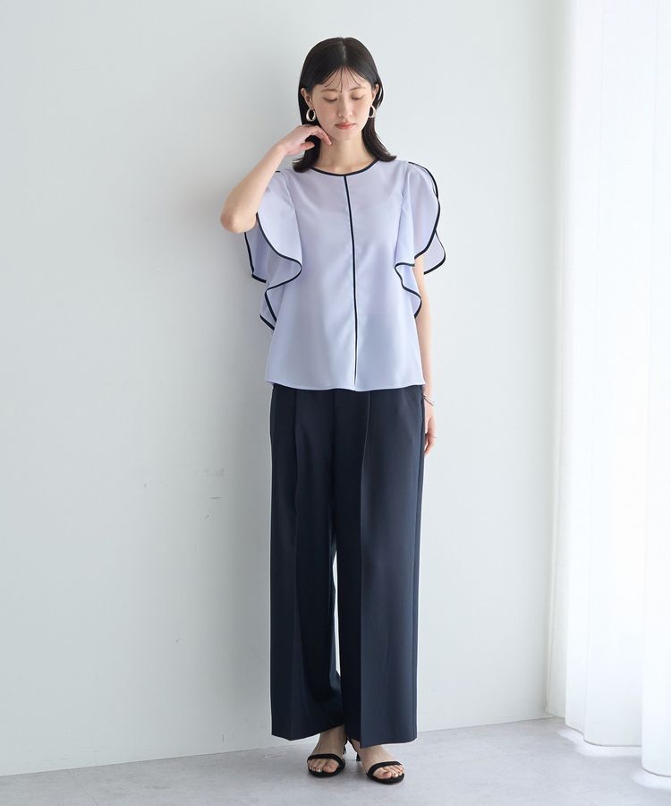YECCA VECCA「配色ラッフルスリーブブラウス」|シャツ・ブラウス|