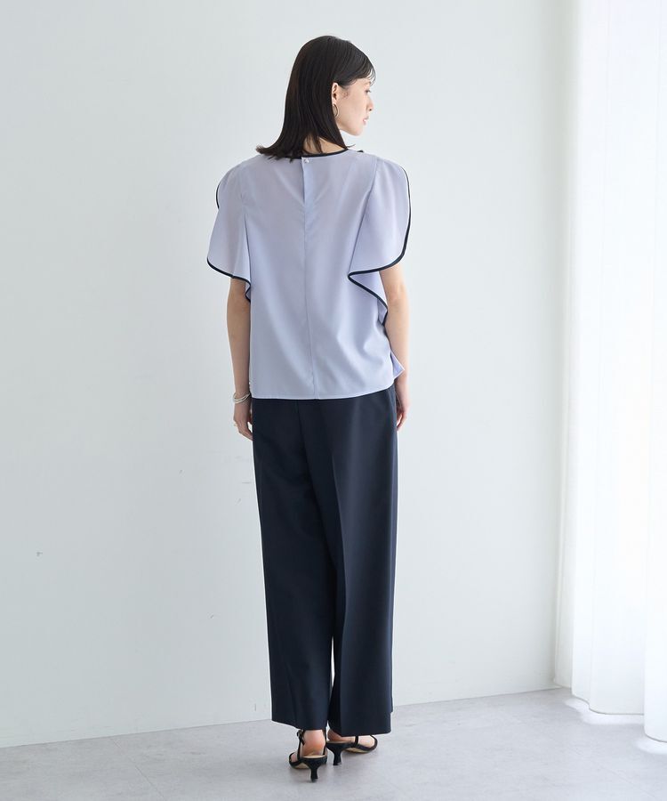YECCA VECCA「配色ラッフルスリーブブラウス」|シャツ・ブラウス|