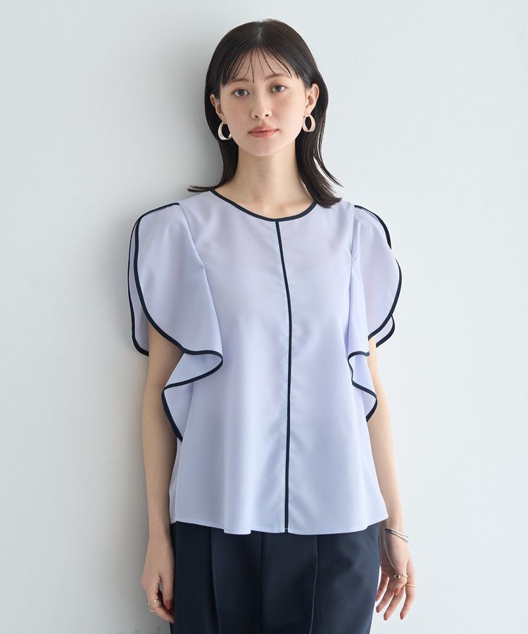 YECCA VECCA「配色ラッフルスリーブブラウス」|シャツ・ブラウス|