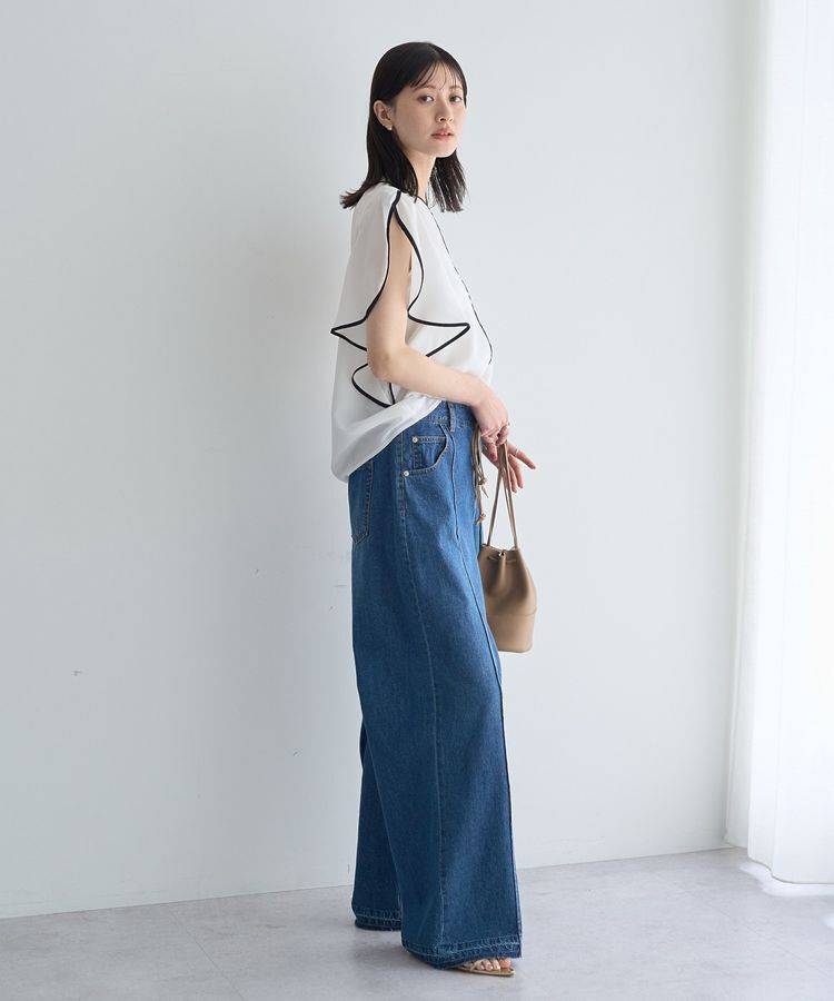 YECCA VECCA「配色ラッフルスリーブブラウス」|シャツ・ブラウス|