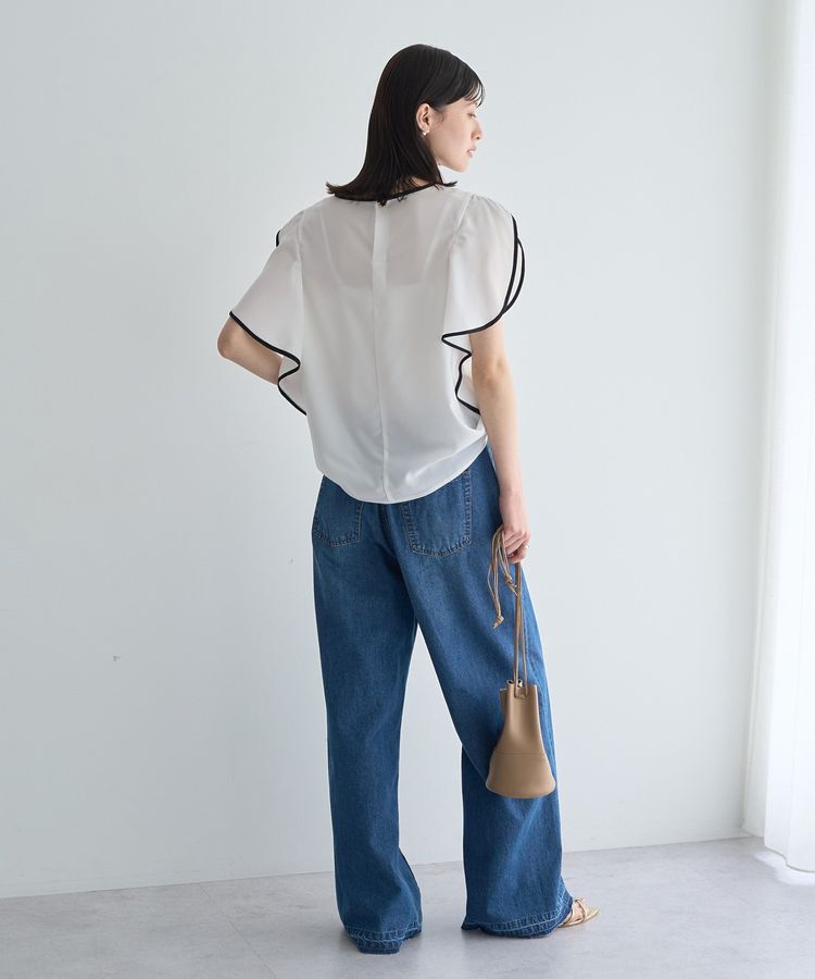 YECCA VECCA「配色ラッフルスリーブブラウス」|シャツ・ブラウス|