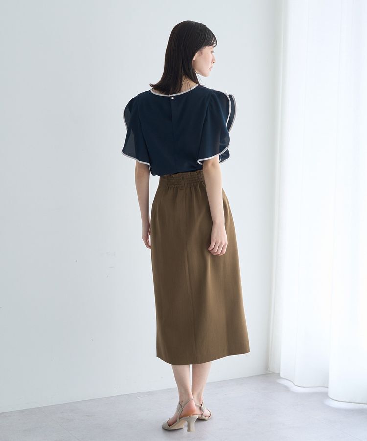 YECCA VECCA「配色ラッフルスリーブブラウス」|シャツ・ブラウス|