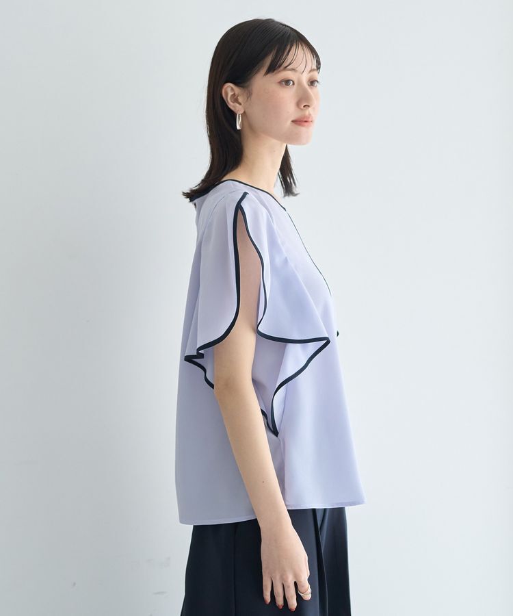 YECCA VECCA「配色ラッフルスリーブブラウス」|シャツ・ブラウス|