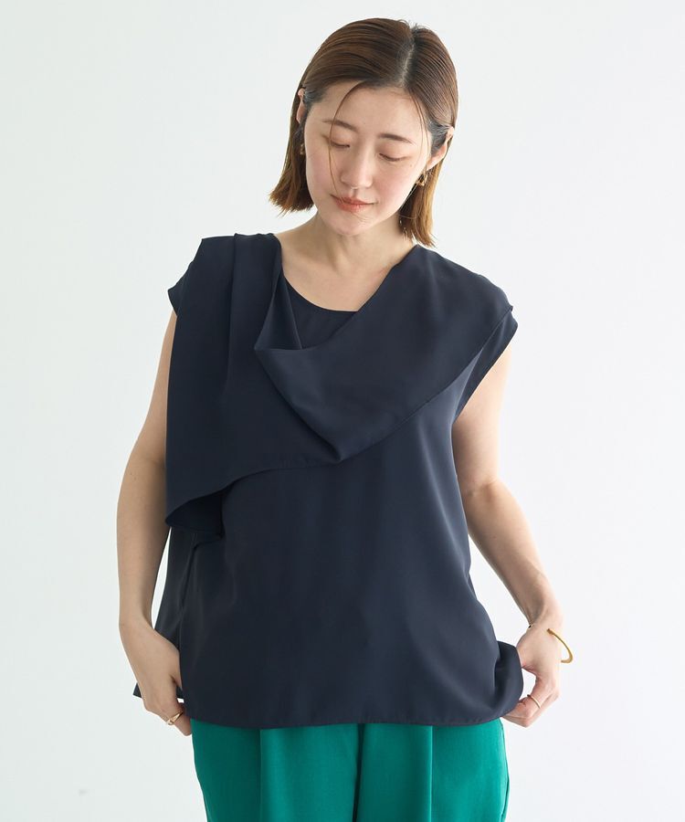 YECCA VECCA「ドレープブラウス」|シャツ・ブラウス|Navy