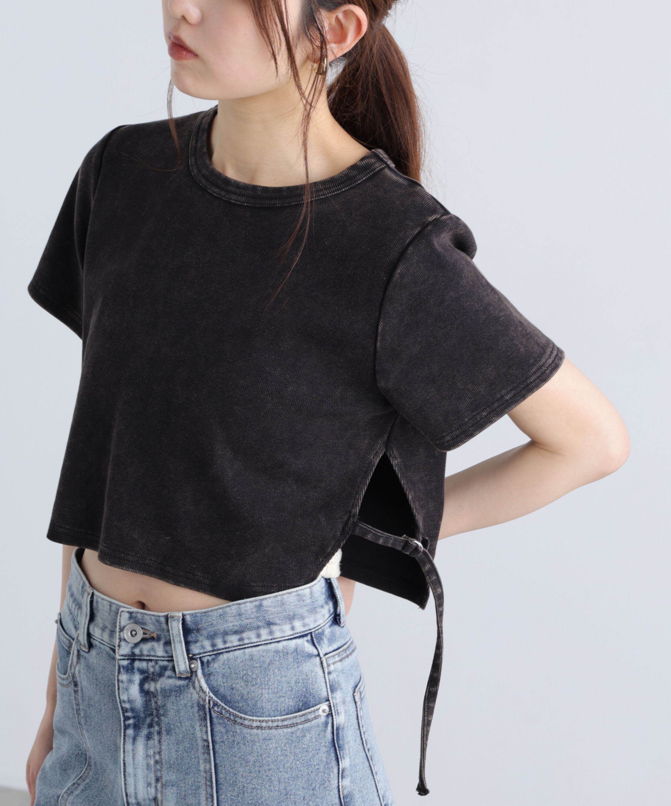  「ヴィンテージ加工サイドベルトＴ」|Tシャツ・カットソー|