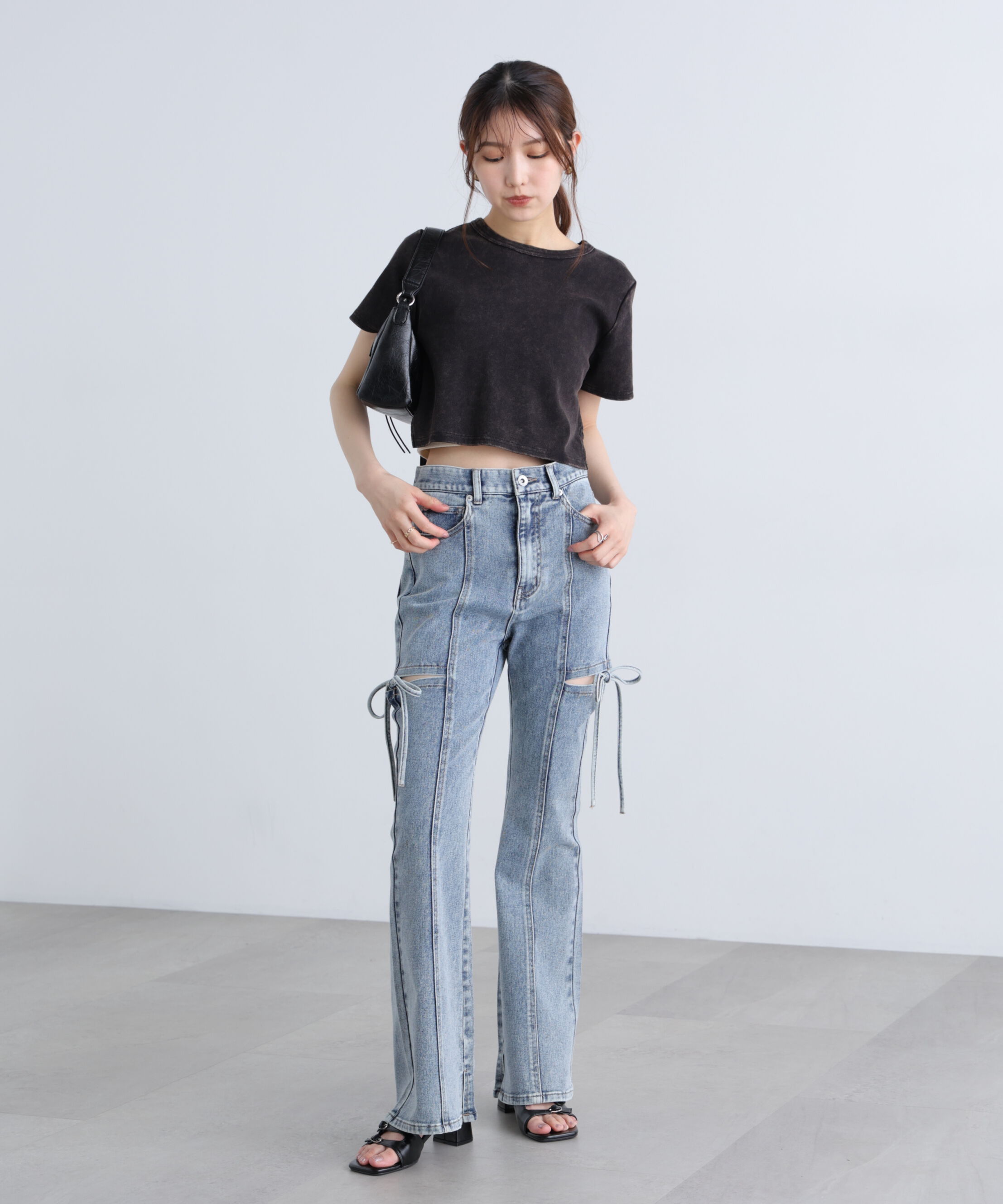 「ヴィンテージ加工サイドベルトＴ」|Tシャツ・カットソー|