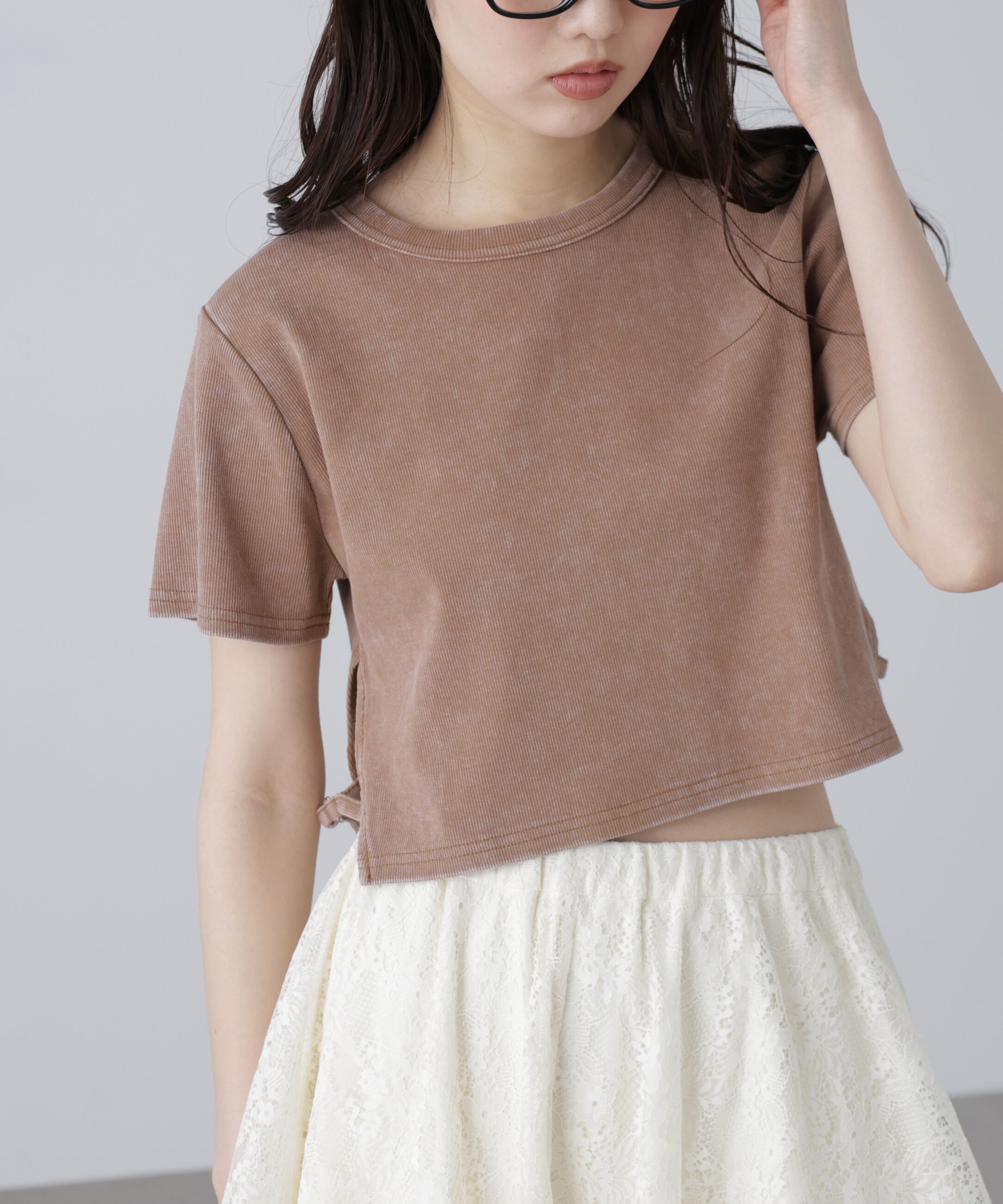  「ヴィンテージ加工サイドベルトＴ」|Tシャツ・カットソー|