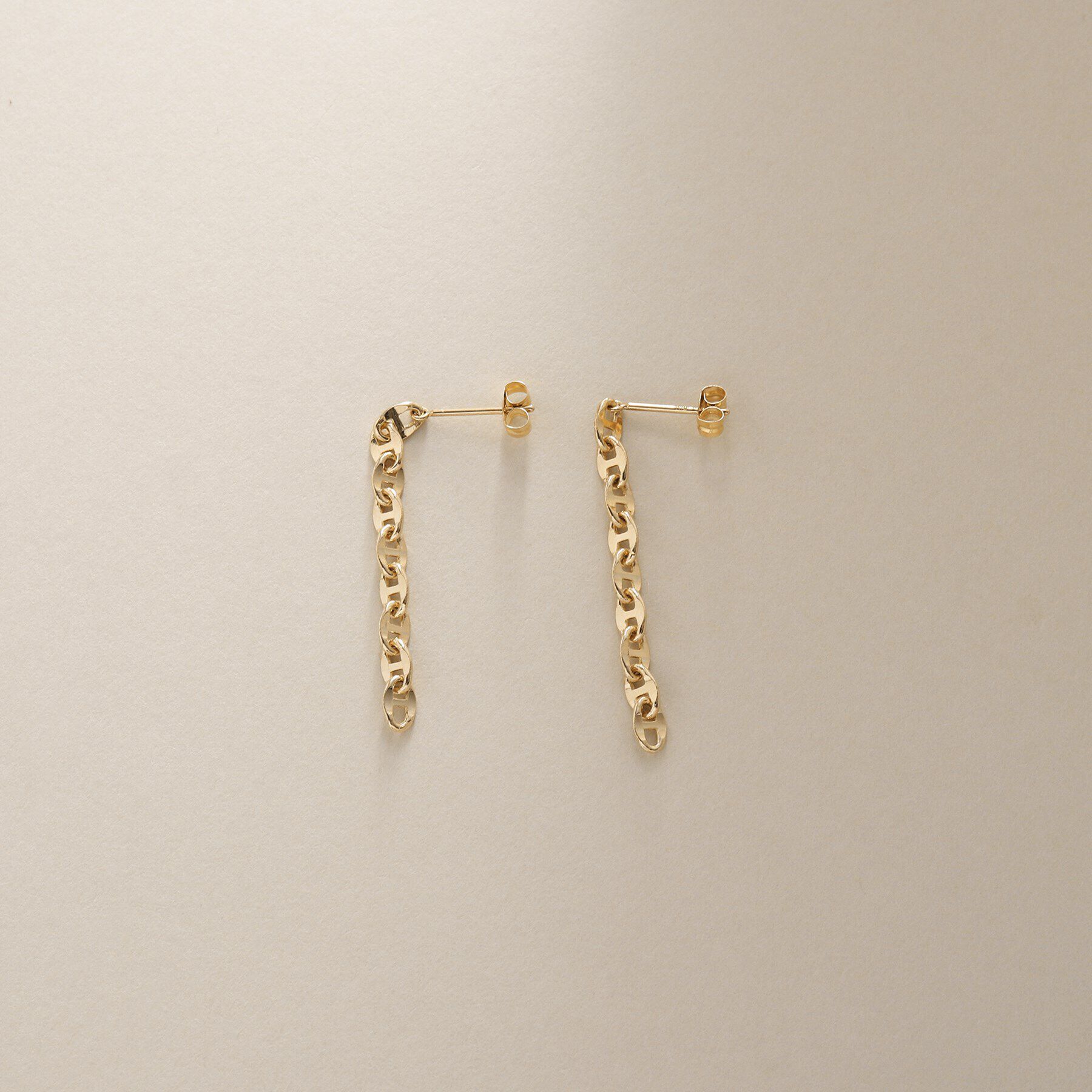 COCOSHNIK「K18中空マリンチェーン スタッドピアス」|ピアス|