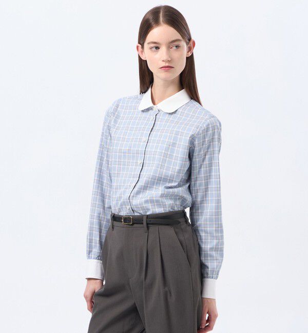 MACKINTOSH PHILOSOPHY「ラウンドカラーベーシックシャツ」|シャツ・ブラウス|ブルーチェック