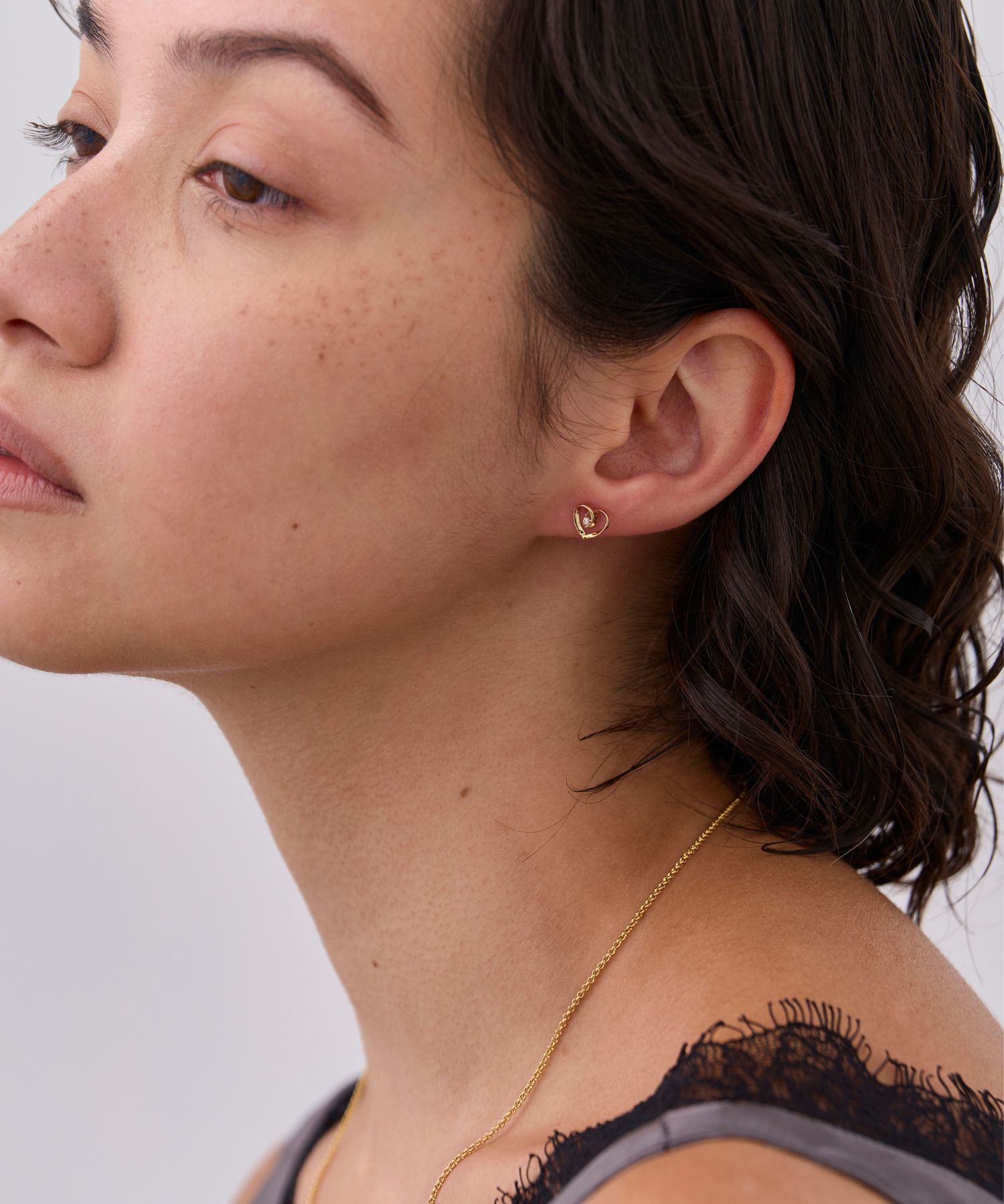JUPITER「【K10】ダイヤモンドハートピアス」|ピアス|