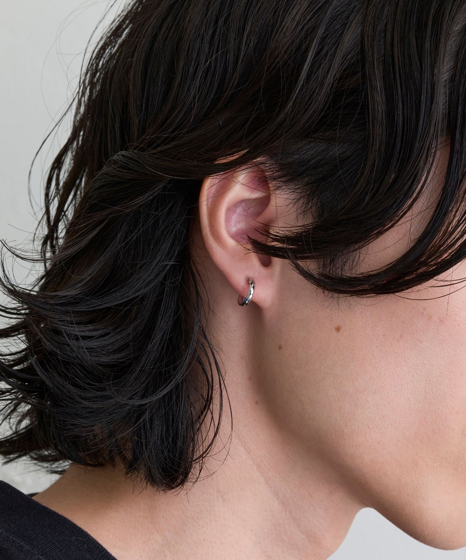 JUPITER「【K10】ダイヤモンドカットフープピアス/片耳 シルバー」|ピアス|