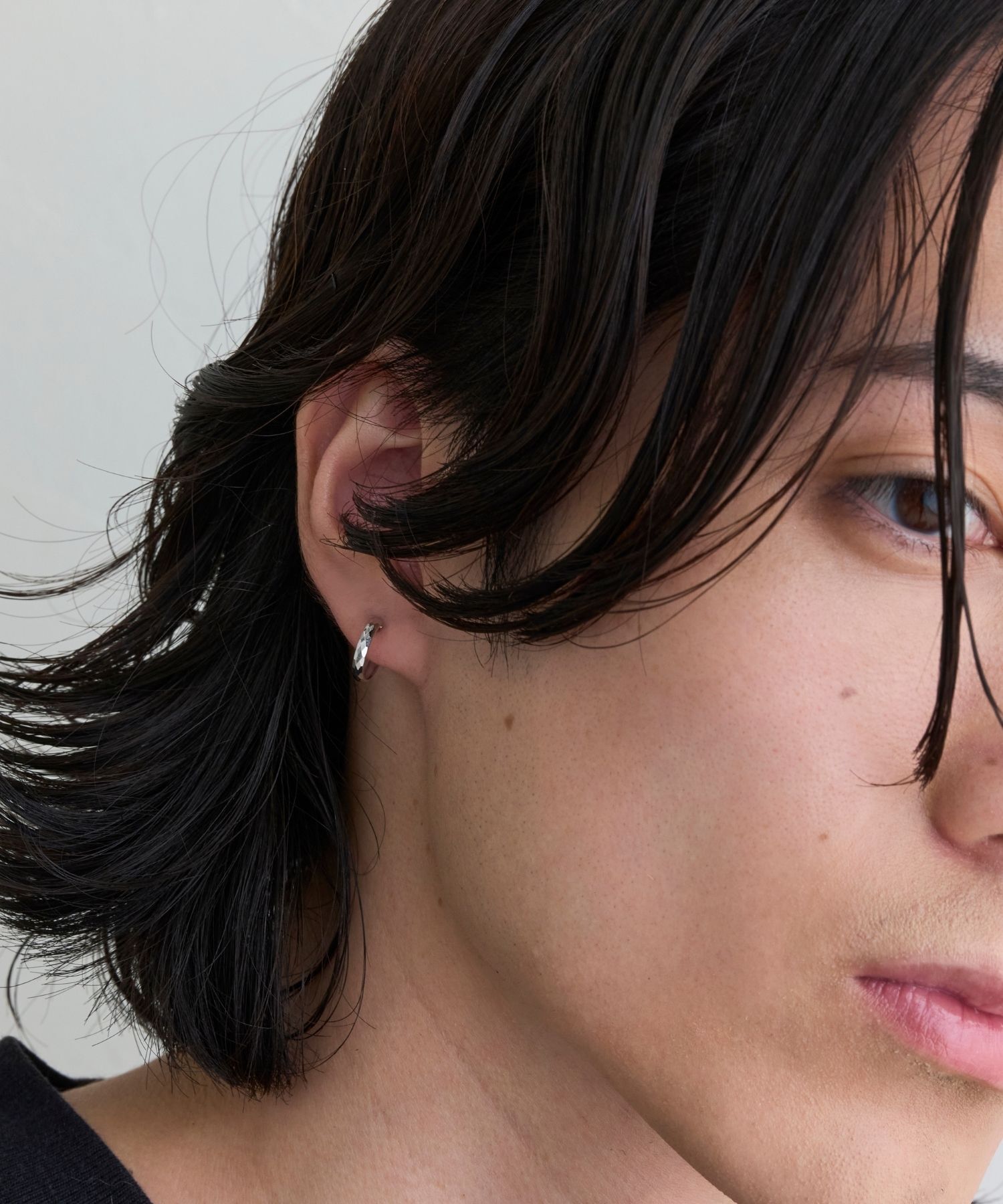 JUPITER「【K10】ダイヤモンドカットフープピアス/片耳 シルバー」|ピアス|
