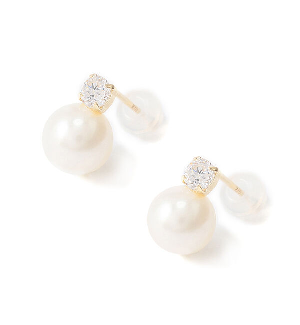 Phoebe「【K10】ジュエルパールピアス／BOX付き」|ピアス|ホワイト