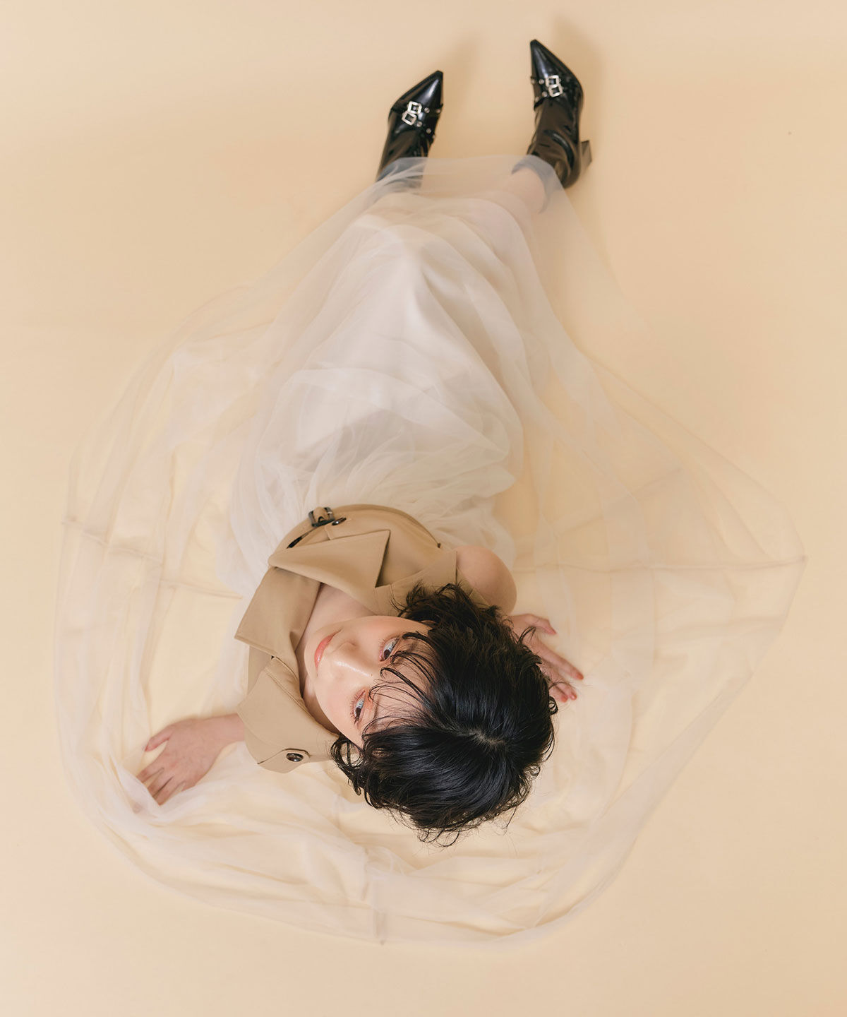 REDYAZEL「トレンチライクチュールドッキングティアードロングワンピース」|ワンピース|