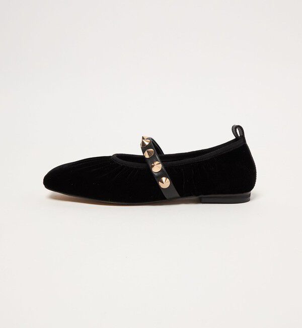 ODETTE E ODILE「ギャザードベルベット フラット10&uarr;」|バレエシューズ|BLACK