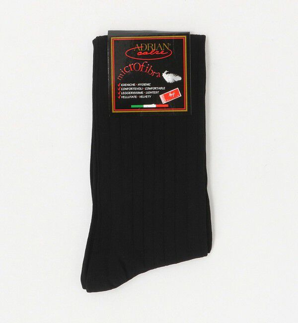 UNITED ARROWS「＜ADRIAN＞リブ ロングホーズ ソックス」|ソックス|BLACK