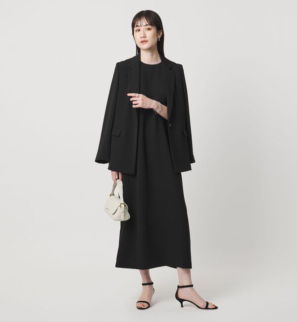 UNITED ARROWS「Drapy ショートスリーブ ワンピース ‐ウォッシャブル‐」|ワンピース|BLACK