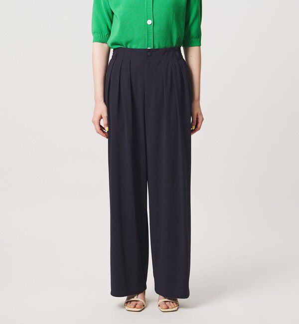 UNITED ARROWS「ジャージー タック ワイドパンツ ‐ウォッシャブル‐」|スラックス|