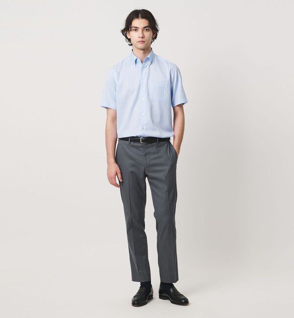 UNITED ARROWS「イージーケア AG パナマ ショートスリーブ ストライプ ボタンダウンカラーシャツ 抗菌防臭 通気性」|シャツ・ブラウス|