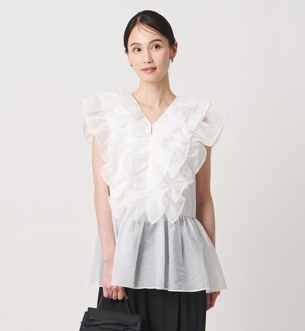UNITED ARROWS「レディー フリル チュール カットソー ‐ウォッシャブル‐」|Tシャツ・カットソー|
