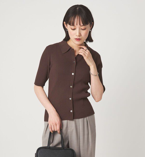 UNITED ARROWS green label relaxing「HIYOKE エリツキ リブ ニット マシンウォッシャブル UVカット 遮熱」|ニット・セーター|