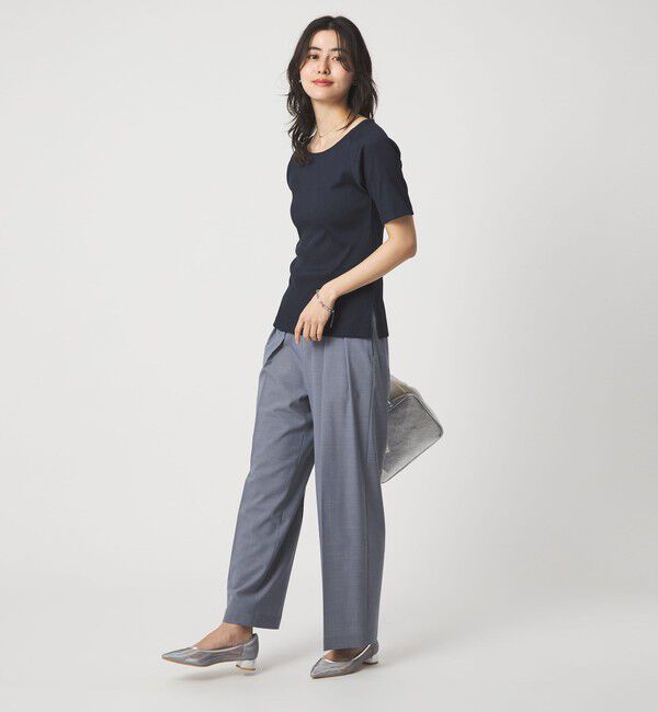 UNITED ARROWS green label relaxing「ブライトリブ ボートネック 5分袖 プルオーバー カットソー」|Tシャツ・カットソー|