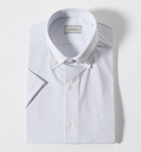 UNITED ARROWS green label relaxing「A+ COOL Pトリコット ナローストライプ スタンダード ボタンダウン 半袖 ドレスシャツ -ストレッチ・イージ」|シャツ・ブラウス|