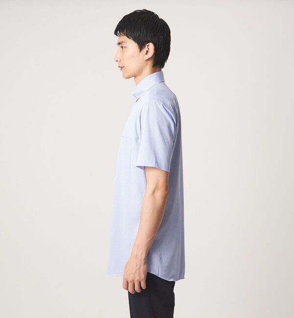 UNITED ARROWS green label relaxing「A+ COOL Pトリコット ナローストライプ スタンダード ボタンダウン 半袖 ドレスシャツ -ストレッチ・イージ」|シャツ・ブラウス|