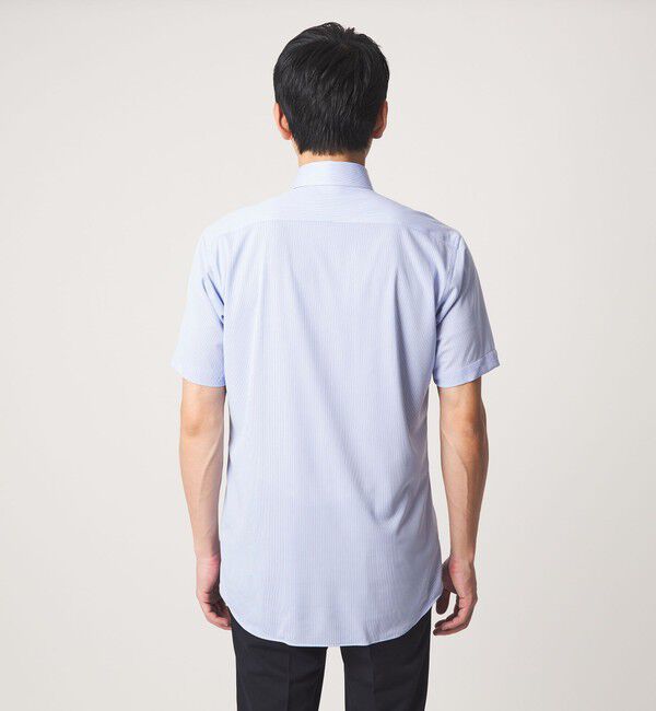 UNITED ARROWS green label relaxing「A+ COOL Pトリコット ナローストライプ スタンダード ボタンダウン 半袖 ドレスシャツ -ストレッチ・イージ」|シャツ・ブラウス|