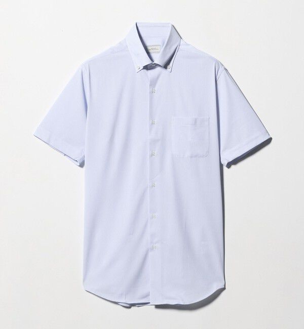 UNITED ARROWS green label relaxing「A+ COOL Pトリコット ナローストライプ スタンダード ボタンダウン 半袖 ドレスシャツ -ストレッチ・イージ」|シャツ・ブラウス|