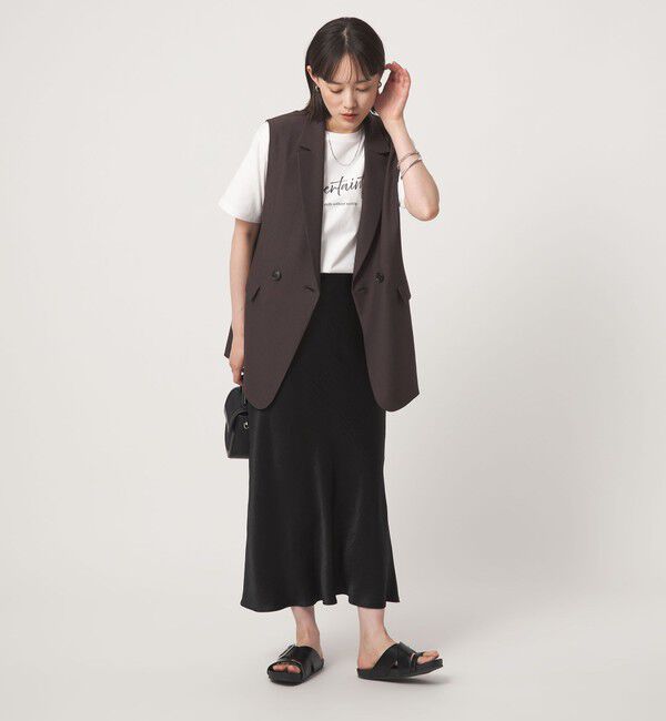 UNITED ARROWS green label relaxing「サテン ナロー スカート」|フレア|