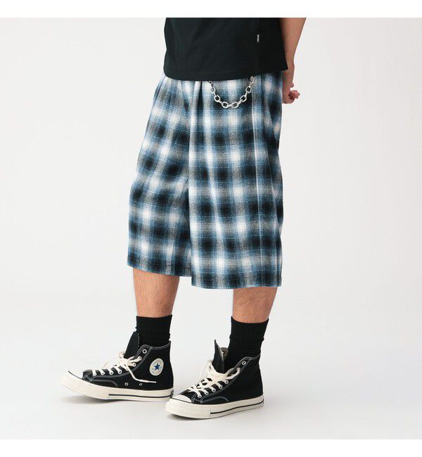 BEAMS「チェック ショーツ」|チノ|BLUE