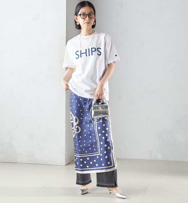 SHIPS for women「【SHIPS別注】manipuri:エンブレム スカーフ 88&times;88」|バンダナ・スカーフ|