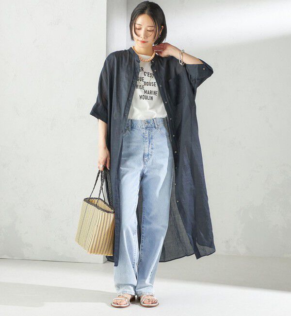 SHIPS for women「〈手洗い可能〉ラミー 4 スタンドカラー シャツ ワンピース」|ワンピース|