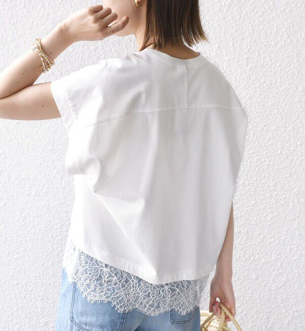 SHIPS for women「【WEB限定】〈手洗い可能〉裾 レース コンビ プルオーバー」|Tシャツ・カットソー|