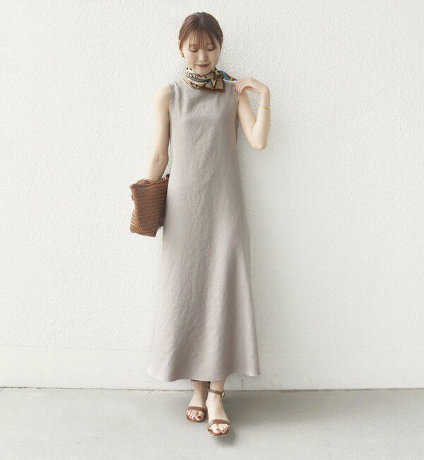 SHIPS for women「〈接触冷感/吸水速乾/防シワ〉ツイル ノースリーブ ベルト付き ワンピース」|ワンピース|