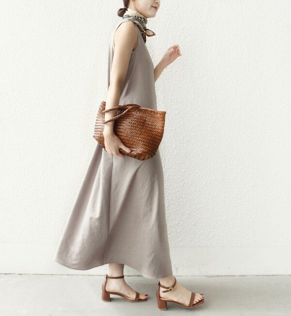 SHIPS for women「〈接触冷感/吸水速乾/防シワ〉ツイル ノースリーブ ベルト付き ワンピース」|ワンピース|