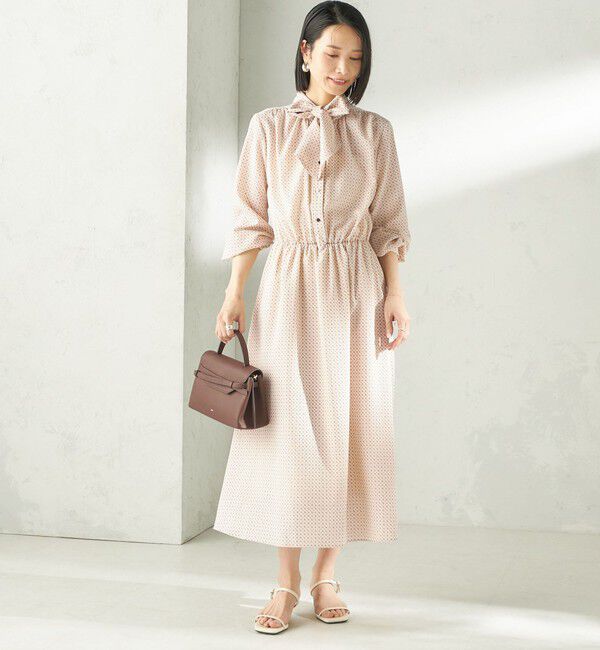 SHIPS for women「〈手洗い可能〉2WAY プリント タイ 長袖 ワンピース」|ワンピース|