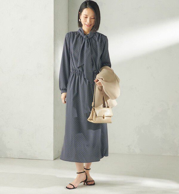SHIPS for women「〈手洗い可能〉2WAY プリント タイ 長袖 ワンピース」|ワンピース|