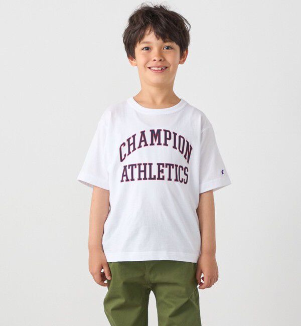 SHIPS any「Champion:〈洗濯機可能〉アスレチック プリント Tシャツ<KIDS>」|Tシャツ・カットソー|