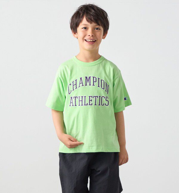 SHIPS any「Champion:〈洗濯機可能〉アスレチック プリント Tシャツ<KIDS>」|Tシャツ・カットソー|ライトグリーン